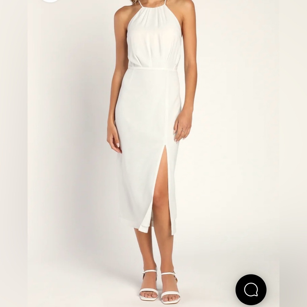 NWT Lulus Dreamy Date Night White Sleeveless Midi Dress